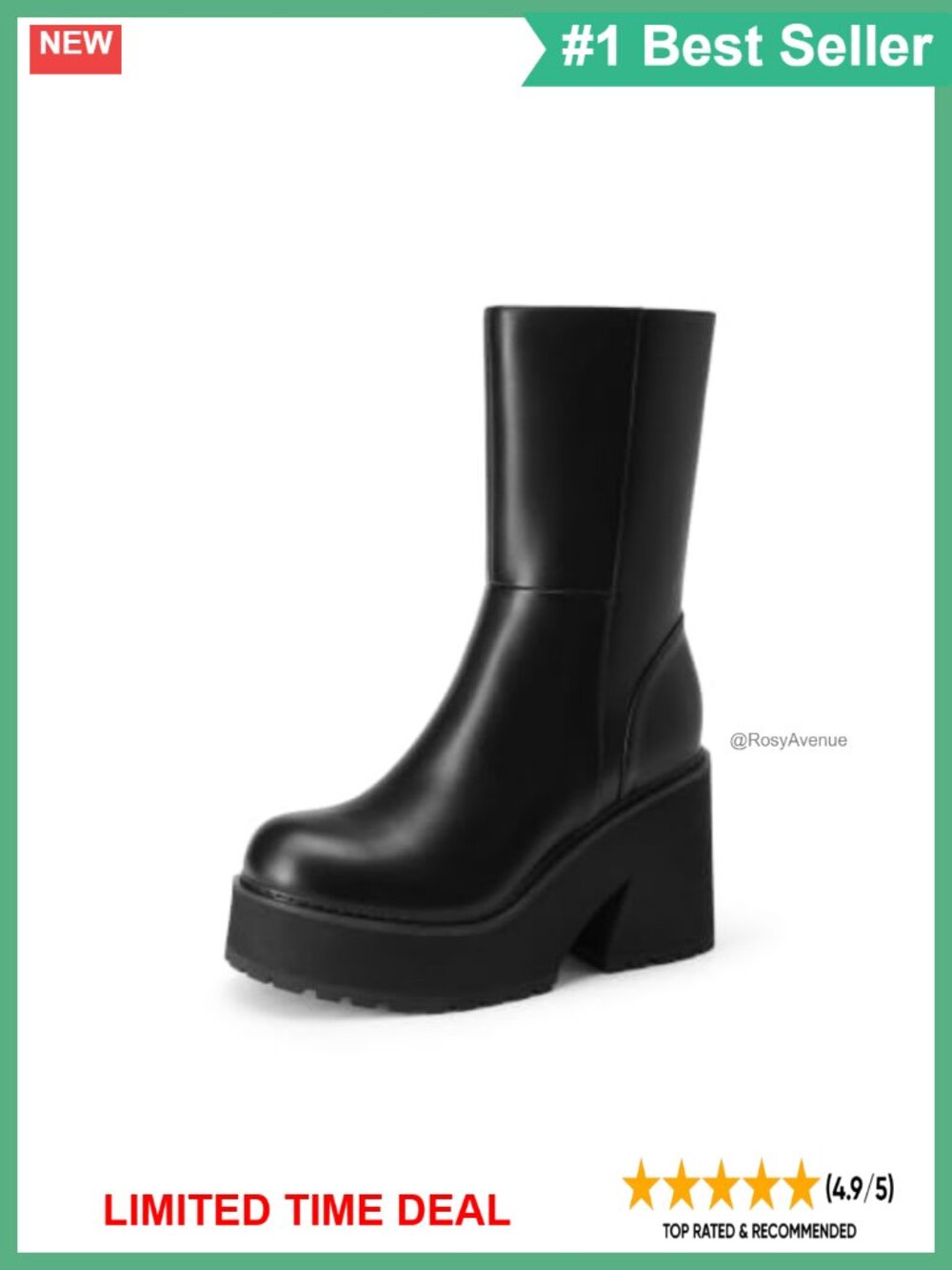 Women's Platform Ankle Boots Faux Leather Wedge Heel Zip Booties